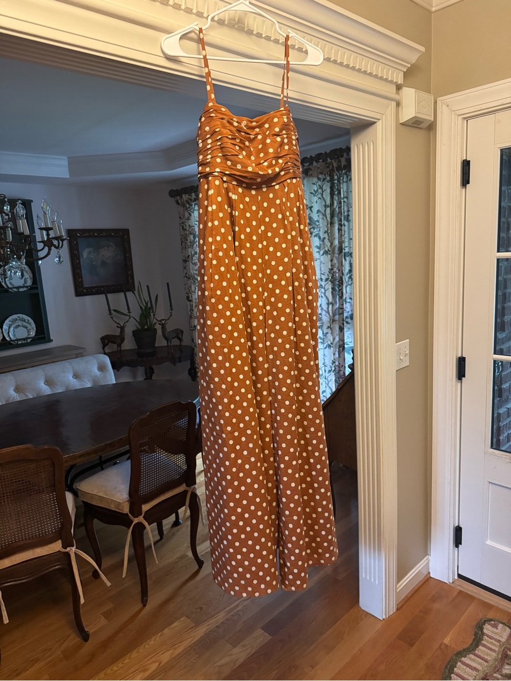 Hutch Rust Polka Dot Spaghetti-Strap Jumpsuit